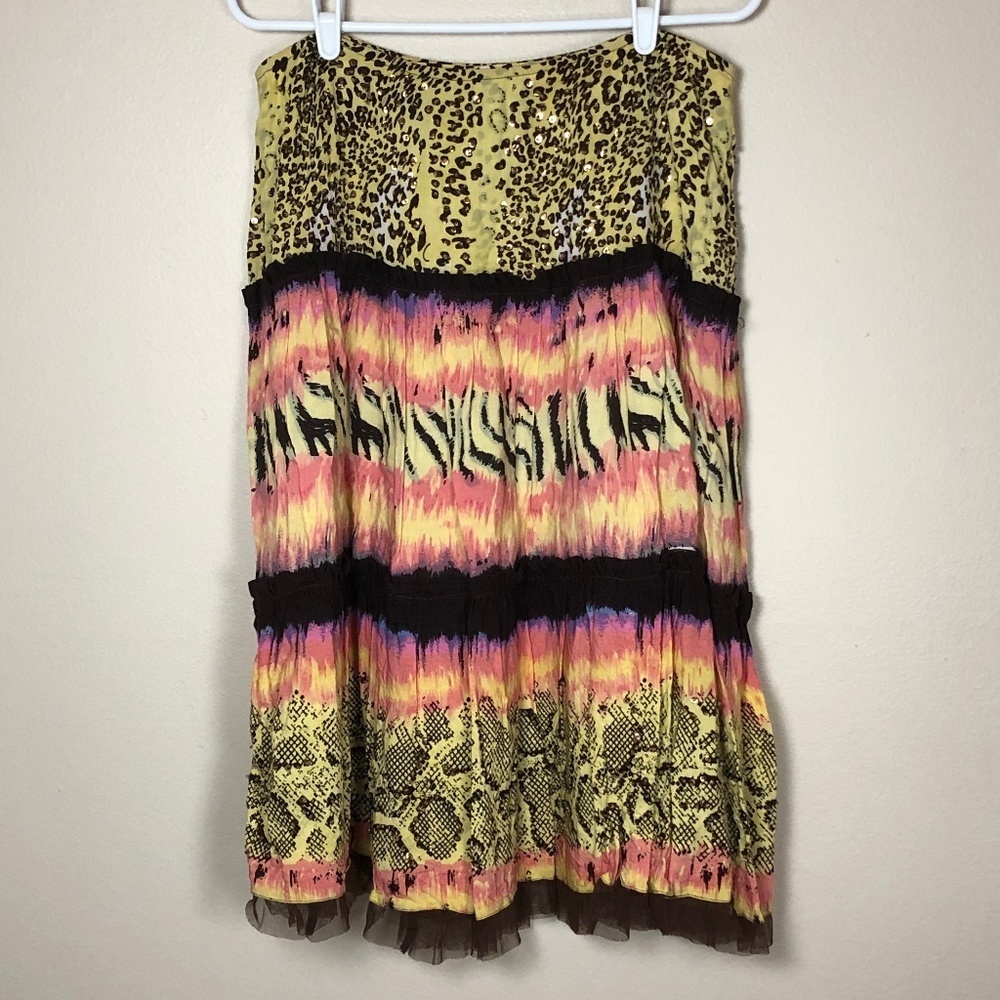 Alberto Makali Broomstick Skirt Boho Animal Print - image 1